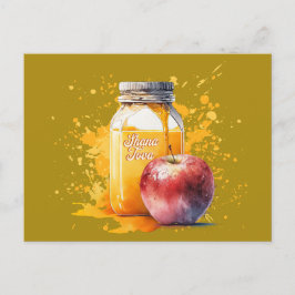 Watercolor Honung och Apple Shana Tova Vykort