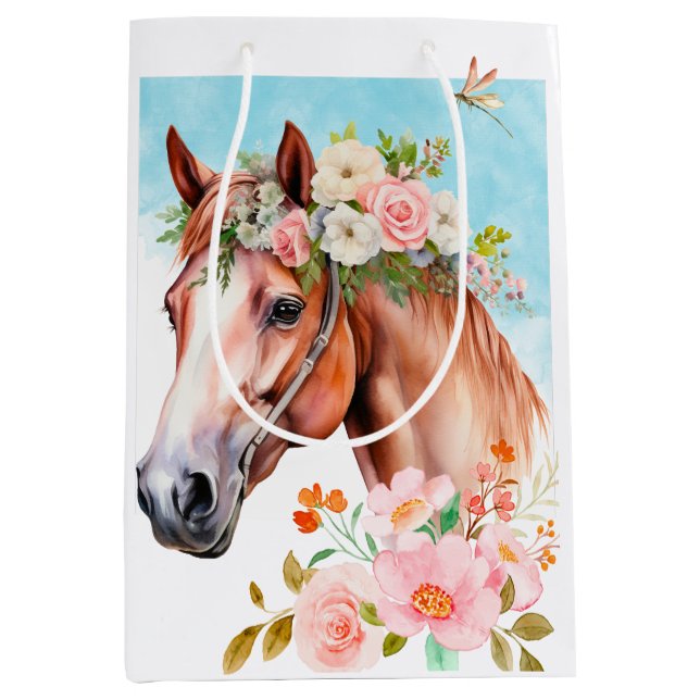 Watercolor Horse Flowers  (Framsidan)