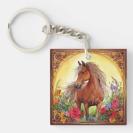 Watercolor Horse och Wildblommor