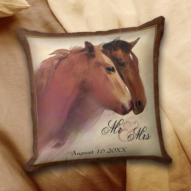 Watercolor Horses Bröllop Pillow Kudde (Skapare uppladdad)