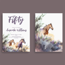 Watercolor Horses Lila Sage 5eth Birthday