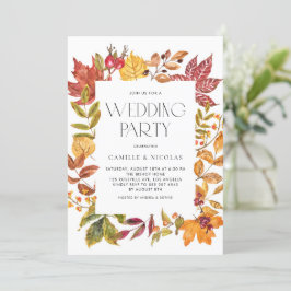 Watercolor Höst löv Ram Fall Wedding Party Inbjudningar