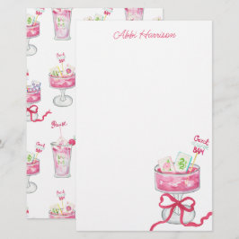 Watercolor Hot Pink Mahjong Cocktails Brevpapper