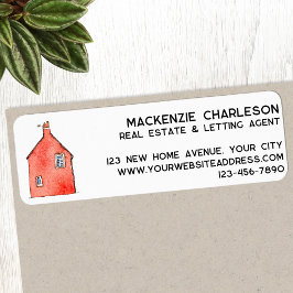 Watercolor House Art Business Returadress Returadress Etikett