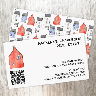 Watercolor House Art QR-kod Real Gods Visitkort