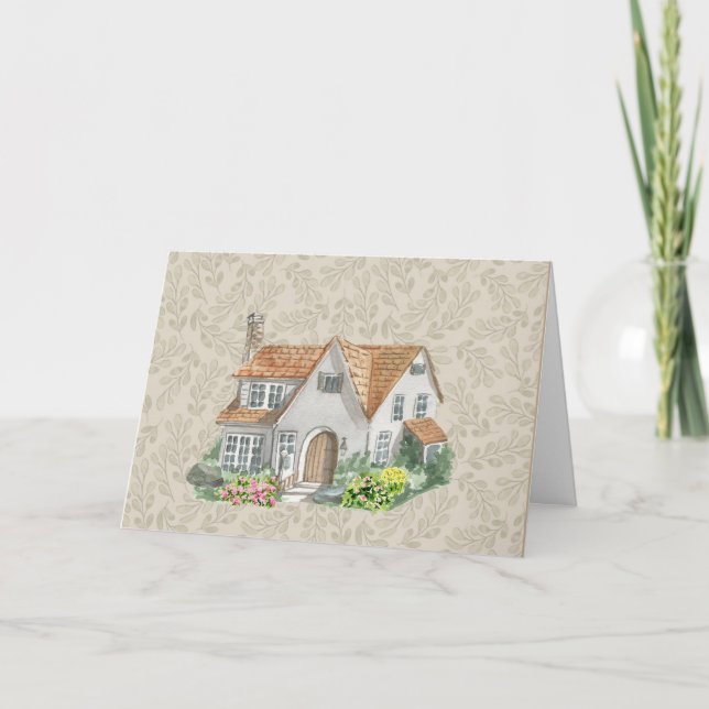 Watercolor House Business Tack You Card (Framsida)