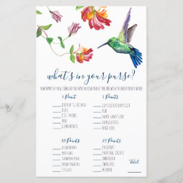 Watercolor Humminbird What's in your Purse? Spel