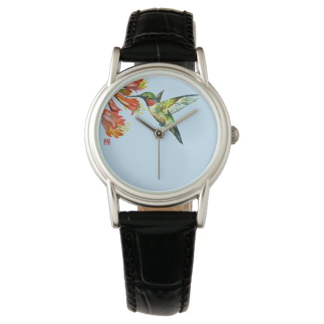 Watercolor Hummingbird Armbandsur (Framsida)