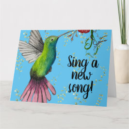 Watercolor Hummingbird Christian Kort