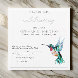 Watercolor Hummingbird Firande of Life Inbjudningar