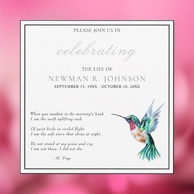 Watercolor Hummingbird Firande of Life Inbjudningar (Skapare uppladdad)