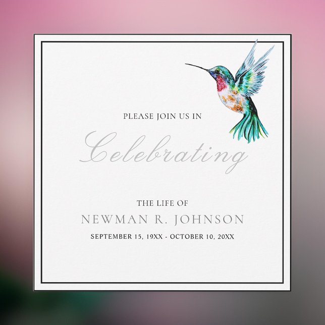 Watercolor Hummingbird Firande of Life Inbjudningar (Skapare uppladdad)