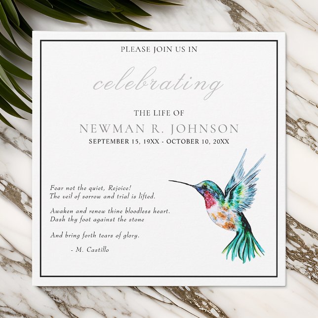 Watercolor Hummingbird Firande of Life Inbjudningar (Skapare uppladdad)
