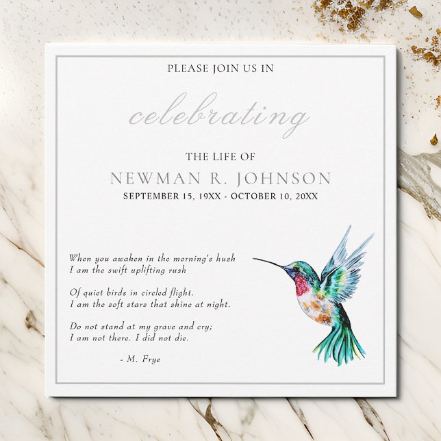 Watercolor Hummingbird Firande of Life Inbjudningar (Skapare uppladdad)