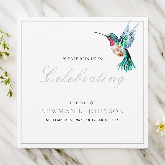 Watercolor Hummingbird Firande of Life Inbjudningar (Skapare uppladdad)