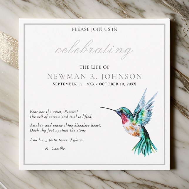Watercolor Hummingbird Firande of Life Inbjudningar (Skapare uppladdad)