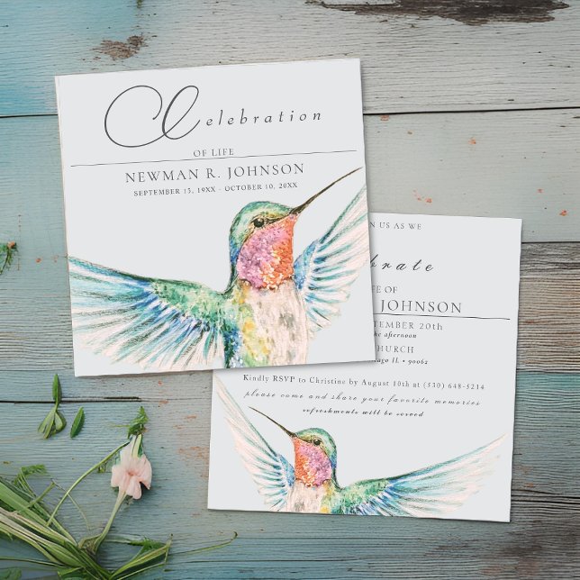 Watercolor Hummingbird Firande of Life Inbjudningar (Skapare uppladdad)