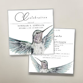 Watercolor Hummingbird Firande of Life Inbjudningar
