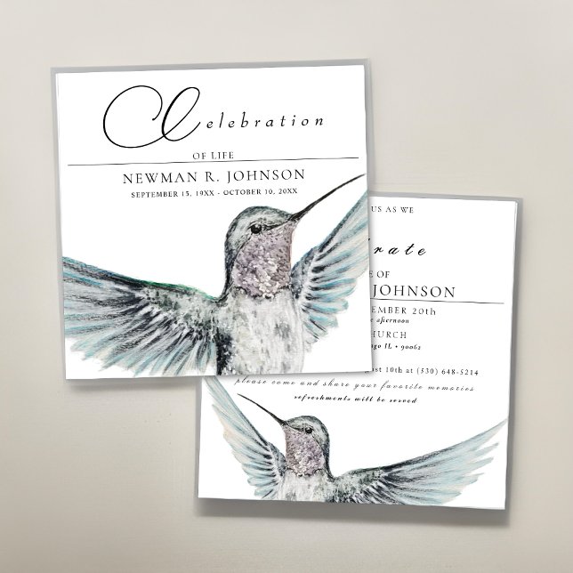 Watercolor Hummingbird Firande of Life Inbjudningar (Skapare uppladdad)