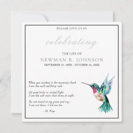 Watercolor Hummingbird Firande of Life Inbjudningar