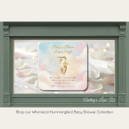 Watercolor Hummingbird & Pastel Clouds Baby Shower Tilläggskort