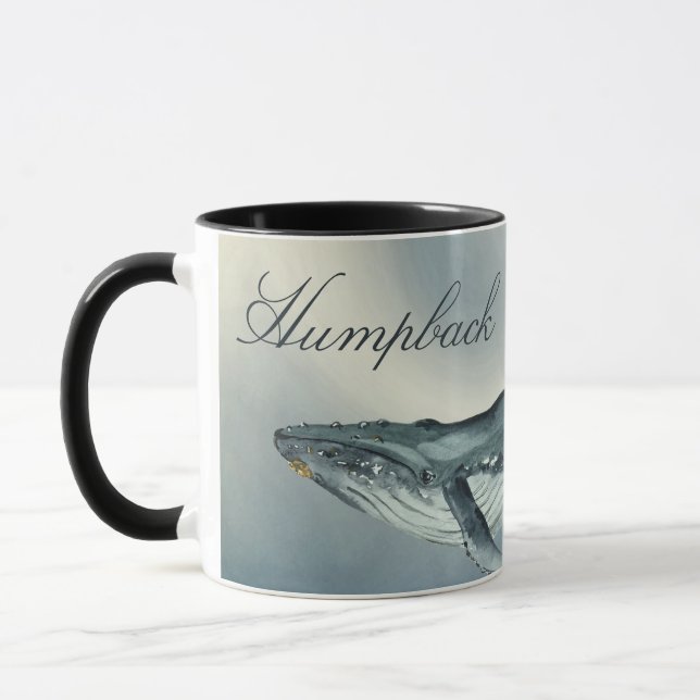Watercolor Humpback Whale, Megaptera Novaeangliae Mugg (Vänster)