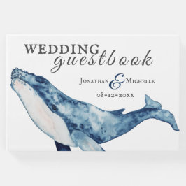 Watercolor Humpback Whale Nautical Beach Wedding Gästböcker