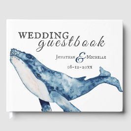 Watercolor Humpback Whale Nautical Beach Wedding Gästböcker