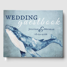 Watercolor Humpback Whale Nautical Beach Wedding Gästböcker