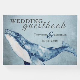 Watercolor Humpback Whale Nautical Beach Wedding Gästböcker