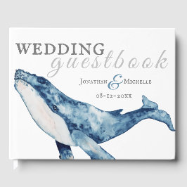 Watercolor Humpback Whale Nautical Beach Wedding Gästböcker