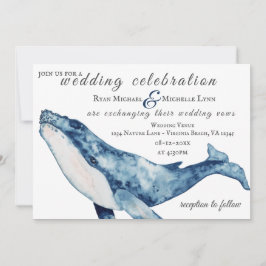 Watercolor Humpback Whale Nautical Beach Wedding Inbjudningar