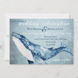 Watercolor Humpback Whale Nautical Beach Wedding Inbjudningar