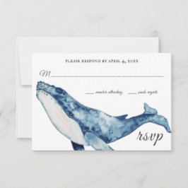 Watercolor Humpback Whale Nautical Beach Wedding OSA Kort