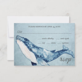 Watercolor Humpback Whale Nautical Beach Wedding OSA Kort