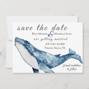 Watercolor Humpback Whale Nautical Beach Wedding Spara Datumet