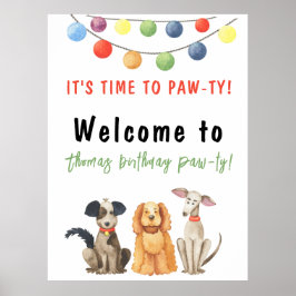 Watercolor Hund Barns födelsedag Poster