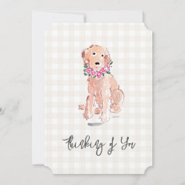 Watercolor Hund Flowers tänker på You Gingham