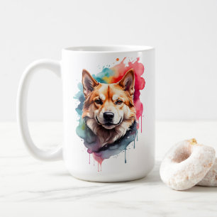Watercolor Hund Splatter Art Porträtt Stänk Kaffemugg