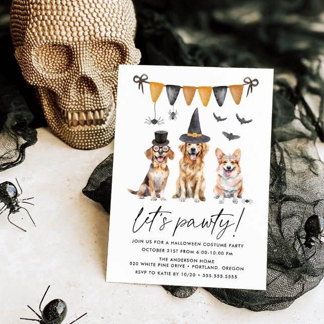 Watercolor Hundar Kids Halloween Costume Party Inbjudningar (Skapare uppladdad)