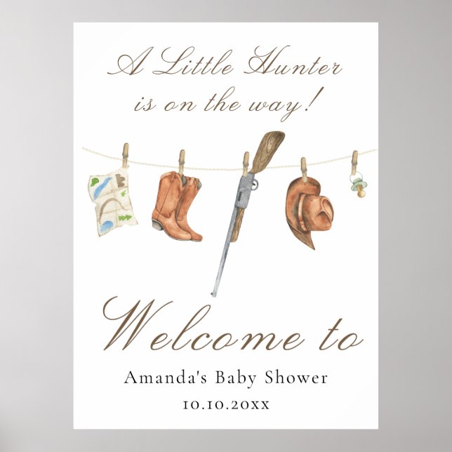 Watercolor Hunter Baby shower Welcome Poster (Framsidan)
