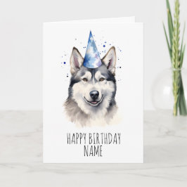 Watercolor Husky Birthday-kort Kort