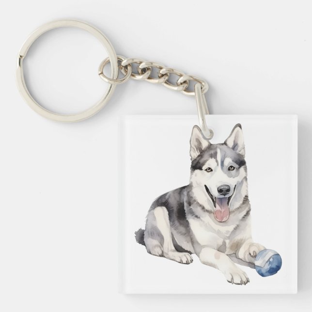 Watercolor Husky Hund (Framsidan)