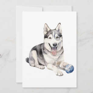 Watercolor Husky Hund Julkort