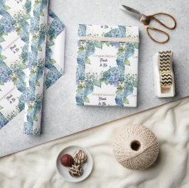 Watercolor Hydrangeas “Congratulations” Wrapping  Presentpapper