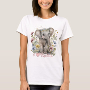Watercolor, I Kärlek Elephants T Shirt