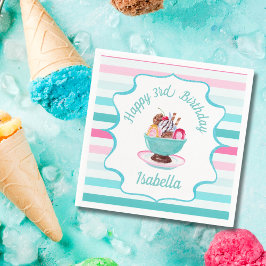 Watercolor Ice Cream Sundae Birthday Pappersservett