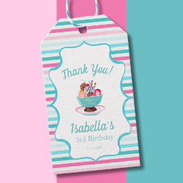Watercolor Ice Cream Sundae Tack Birthday Presentetikett
