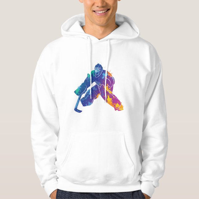 Watercolor Ice Hockey Goalie Hoodie (Framsida)