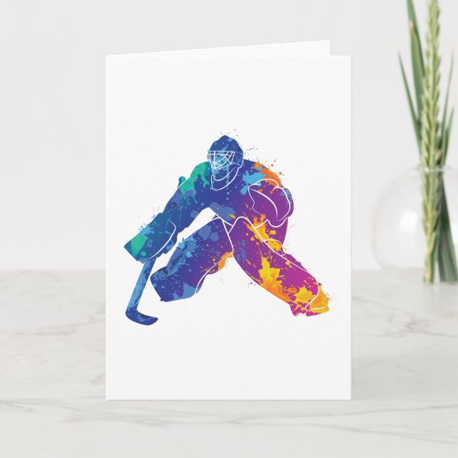 Watercolor Ice Hockey Goalie Kort (Framsida)